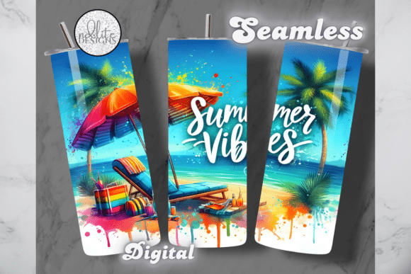 Download Summer Vibes Beach Tumbler Wrap - Tumbler Collection