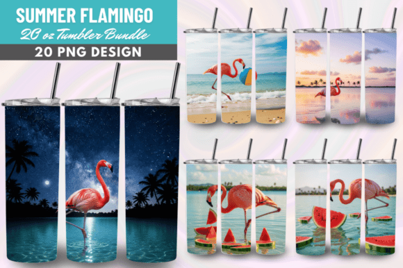Download Summer Flamingo 20oz Tumbler Wrap Design - Tumbler Collection