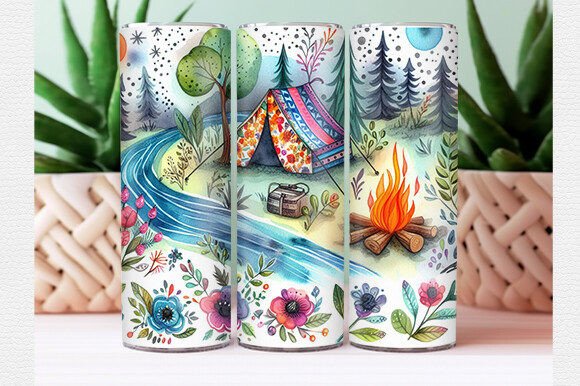 Download Summer Camping Tumbler Wrap - Tumbler Collection