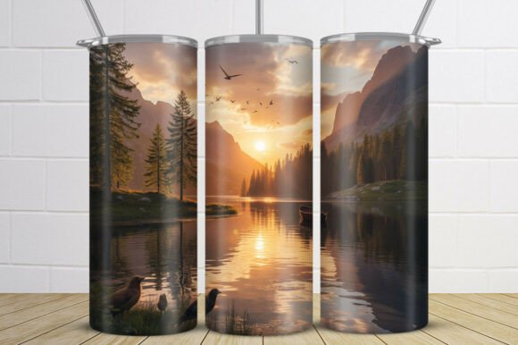 Download Golden Sunset Lake Landscape Tumbler - Tumbler Collection