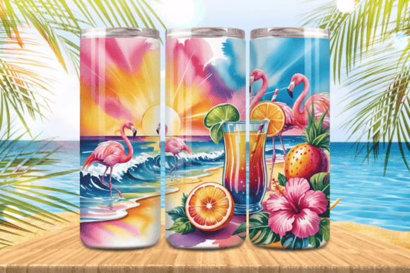 Download Sunset Beach Flamingo &amp; Juice Tumbler Wr - Tumbler Collection
