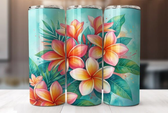 Download Plumeria Floral 20oz Tumbler Wrap Design - Tumbler Collection