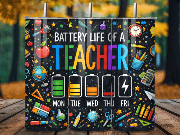 Download Funny Battery Life of a Teacher Tumbler - Tumbler Collection