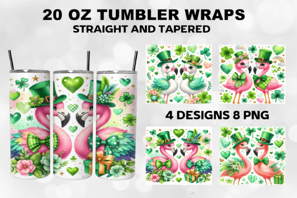 Download St Patrick's Couple Flamingo Tumbler PNG - Tumbler Collection