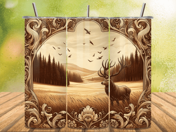 Download Vintage Engraved Deer Tumbler Wrap - Tumbler Collection