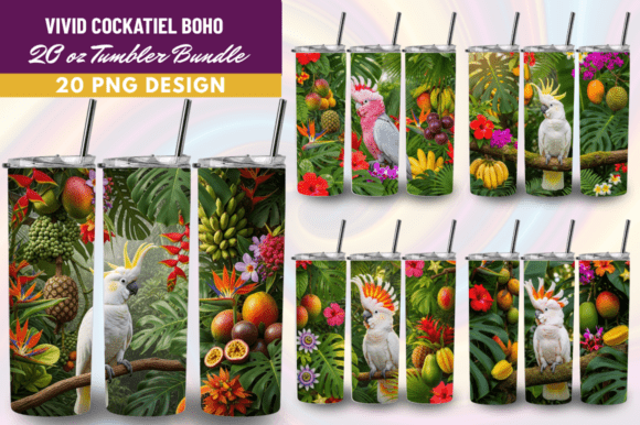 Download Vivid Cockatiel Boho Tumbler Wrap Bundle - Tumbler Collection