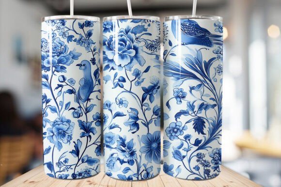 Download Vintage Bird &amp; Flowers Tumbler Wrap - Tumbler Collection