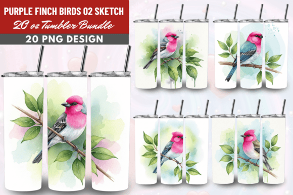 Download Purple Finch Birds 02 Sketch Tumbler - Tumbler Collection