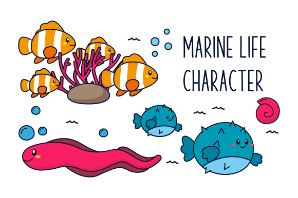 Download Marine Life Vector Cartoon Ocean - Marine life Collection