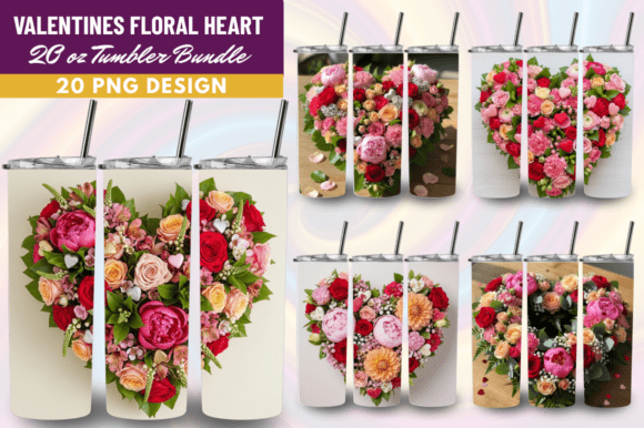 Download Valentines Floral Heart Tumbler Bundle - Tumbler Collection