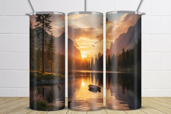 Download Golden Sunset Lake Landscape Tumbler - Tumbler Collection