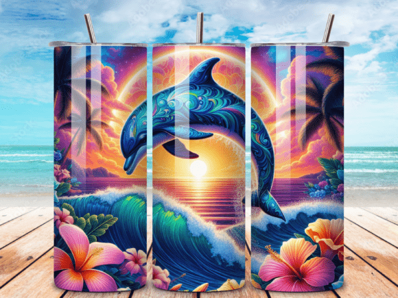 Download Summer Dolphin Tumbler Wrap Design PNG - Tumbler Collection