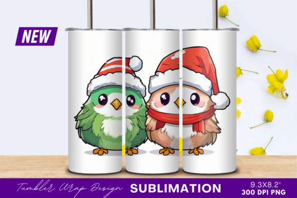 Download Cute Christmas Birds Cartoon Tumbler - Tumbler Collection