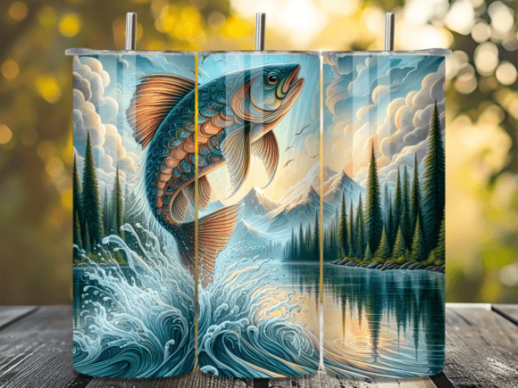 Download Scenic Mountain Trout Lake Tumbler Wrap - Tumbler Collection