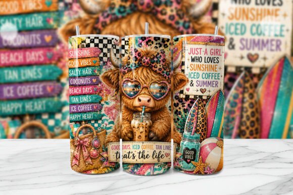 Download Summer Highland Cow Tumbler Wrap PNG - Tumbler Collection