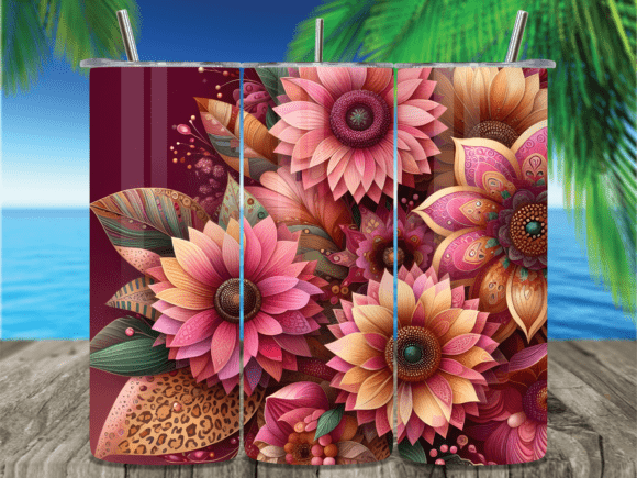 Download Leopard Pink Floral Boho Tumbler Wrap - Tumbler Collection
