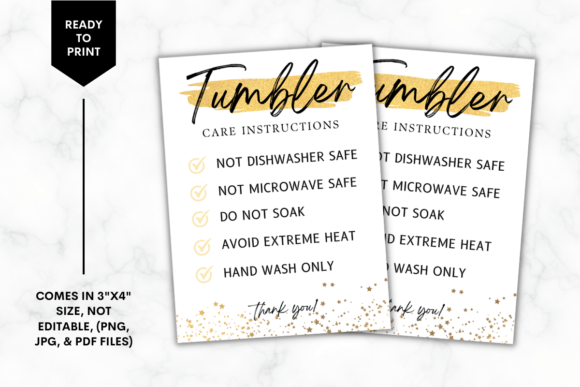 Download Printable Tumbler Care Card - Yellow - Tumbler Collection