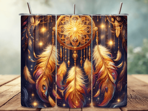 Download Gold Dreamcatcher Boho Tumbler Wrap PNG - Tumbler Collection
