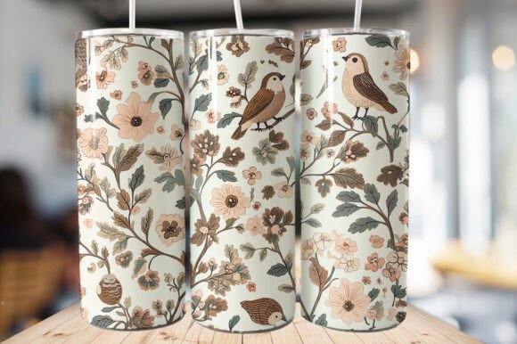 Download Vintage Bird &amp; Flowers Tumbler Wrap - Tumbler Collection