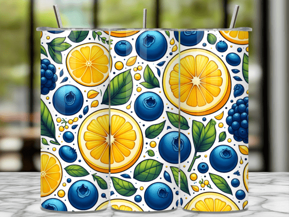 Download Lemon Blueberry Berry Summer Tumbler Png - Tumbler Collection