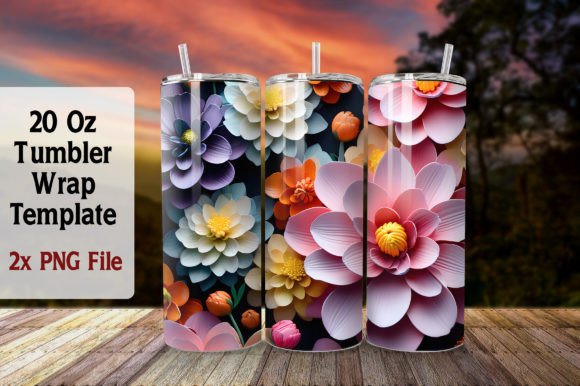 Download Multicolor Flower 20oz Tumbler Wrap - Premium Bundle