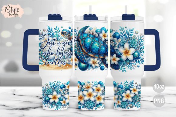 Download Sea Turtle Plumeria 40oz Tumbler Wrap - Tumbler Collection