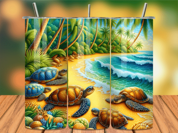 Download Tropical Beach Sea Turtle Tumbler Wrap - Tumbler Collection