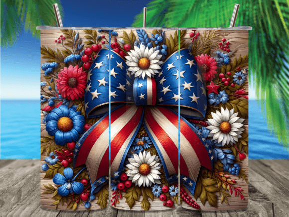 Download American Flag Patriotic Bow Tumbler Wrap - Tumbler Collection