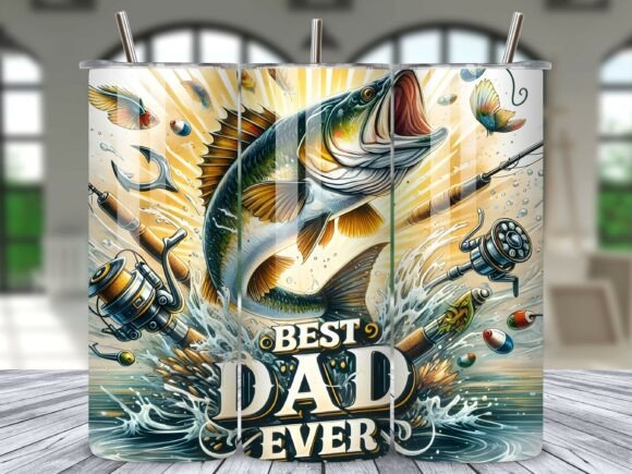 Download Best Dad Ever Fishing Tumbler Wrap PNG - Tumbler Collection