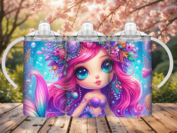 Download Mermaid Hair Sippy Cup Kids Tumbler Wrap - Tumbler Collection