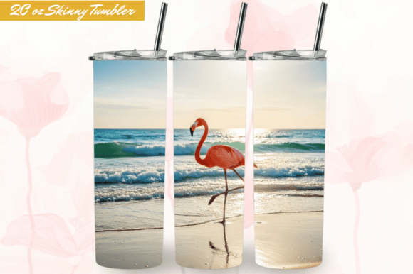 Download Summer Flamingo 20oz Skinny Tumbler Wrap - Tumbler Collection