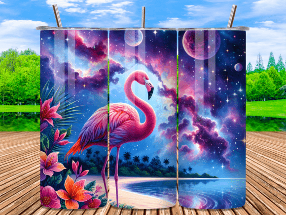 Download Cosmic Space Flamingo Galaxy Tumbler Png - Tumbler Collection