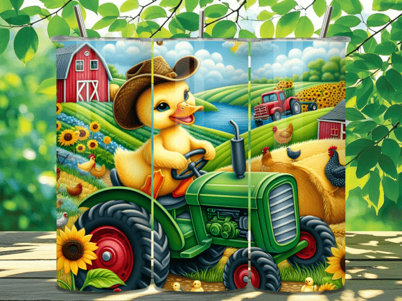 Download Farm Duck on Tractor Kids Tumbler Wrap - Tumbler Collection