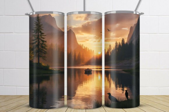 Download Golden Sunset Lake Landscape Tumbler - Tumbler Collection