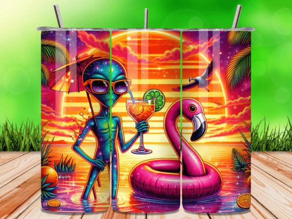 Download Alien Flamingo Sunset 20oz Tumbler Wrap - Tumbler Collection