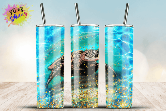 Download Blue Sea Turtle Wrap 20Oz Skinny Tumbler - Tumbler Collection