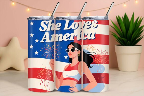 Download She Loves America Fireworks Girl Tumbler - Tumbler Collection