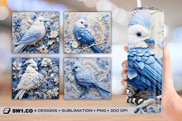 Download 3D Bird Skinny Tumbler Sublimation Wrap - Tumbler Collection
