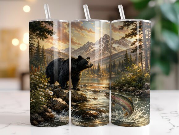Download Black Bear 20 Oz Skinny Tumbler Wrap - Tumbler Collection