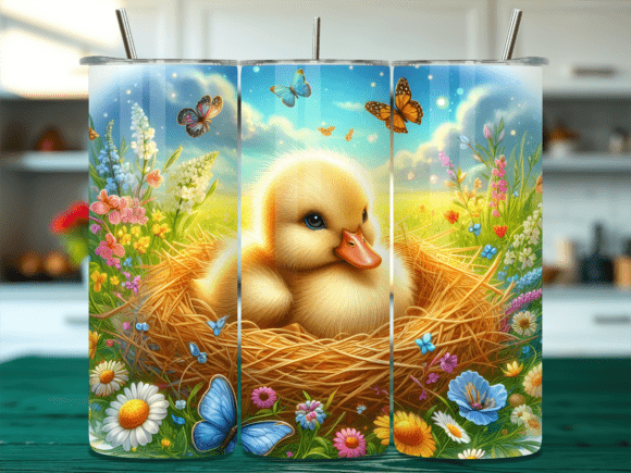 Download Baby Duckling Bird Nest Floral Tumbler - Tumbler Collection