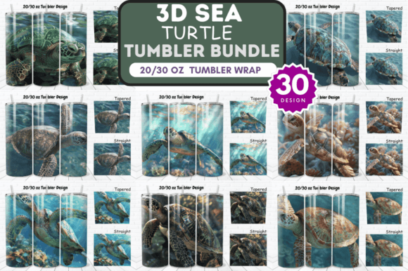 Download 3D Sea Turtle Tumbler Wrap Bundle - Tumbler Collection