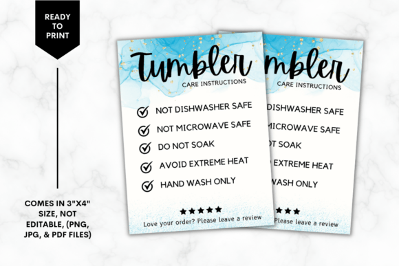 Download Printable Tumbler Care Card - Blue - Tumbler Collection