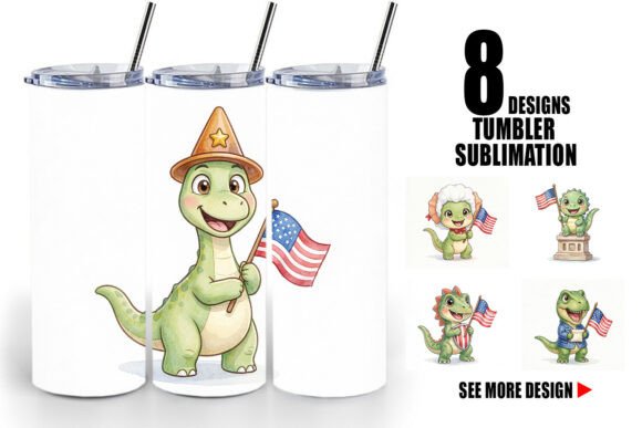 Download Chibi Founding Father Dino Tumbler Wrap - Tumbler Collection