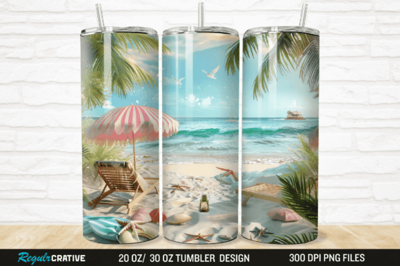 Download 3D Beach Life Vacation Tumbler Wrap PNG - Tumbler Collection