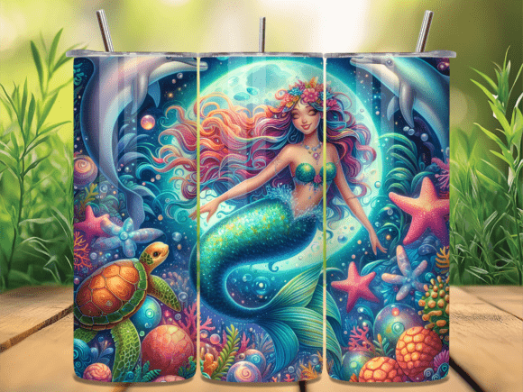Download Tropical Mermaid Sea Turtle Tumbler Wrap - Tumbler Collection