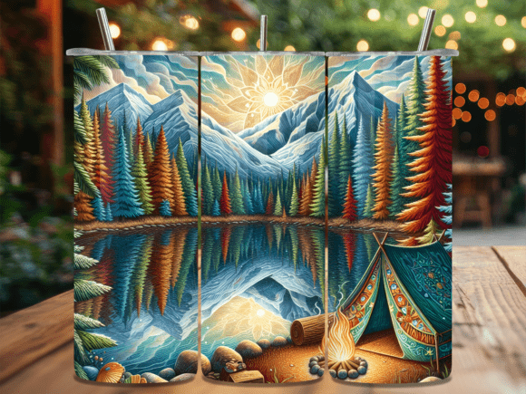Download Autumn Mountain Mirror Lake Tumbler Wrap - Tumbler Collection