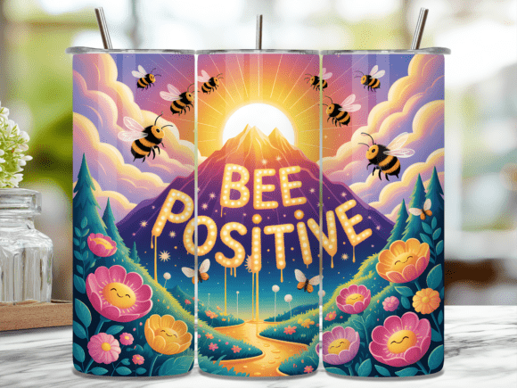 Download Bee Positive Inspirational Tumbler Wrap - Tumbler Collection