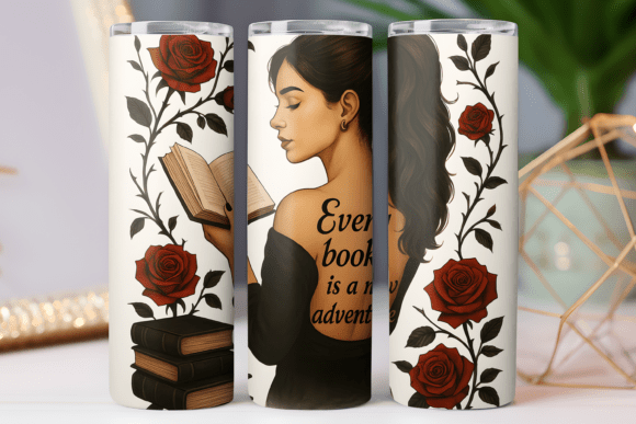 Download Girl Book Lover 20oz Skinny Tumbler Wrap - Tumbler Collection