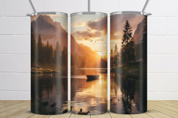Download Golden Sunset Lake Landscape Tumbler - Tumbler Collection