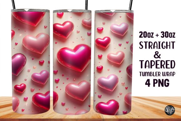 Download 3D Inflated Hearts 20oz Tumbler Wrap Sub - Tumbler Collection